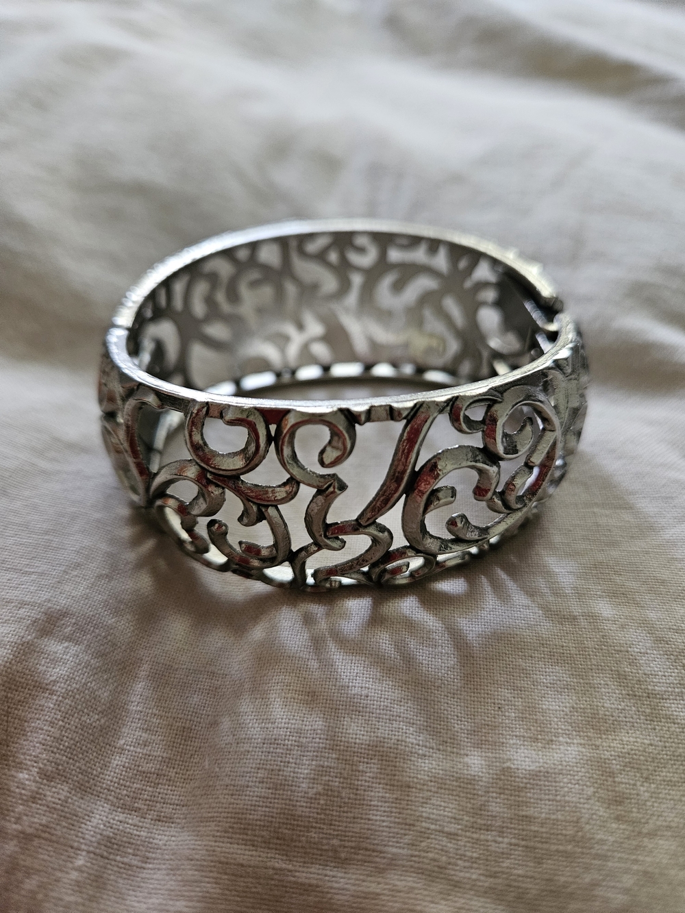 Silver Color Openwork Cuff Bracelet - Elegant Women's Jewelry